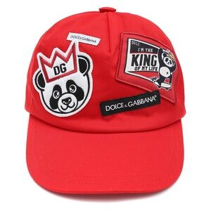 Dolce & Gabbana Red Cap with Panda Patches